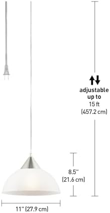 Globe Electric 64413 Plug-in Pendant Light, Brushed Steel