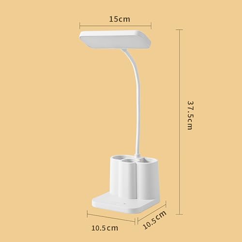 LED Desk Lamp with Pen Holder, Dimmable, Plug-In