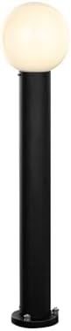 35.5" Black Outdoor Bollard Light, Opal Glass Globe