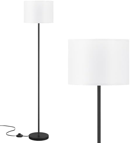 Modern Floor Lamp with White Shade, Foot Pedal Switch