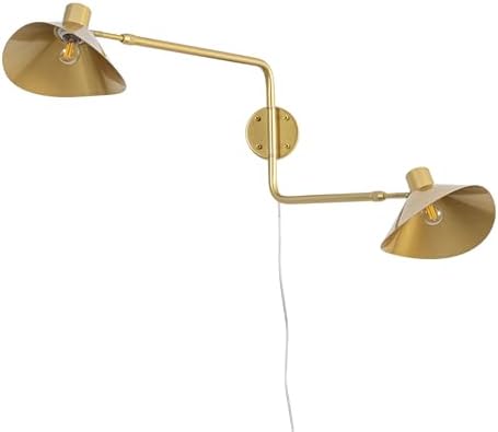 Gold 2-Light Plug-In Swing Arm Wall Sconce