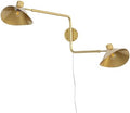 Gold 2-Light Plug-In Swing Arm Wall Sconce