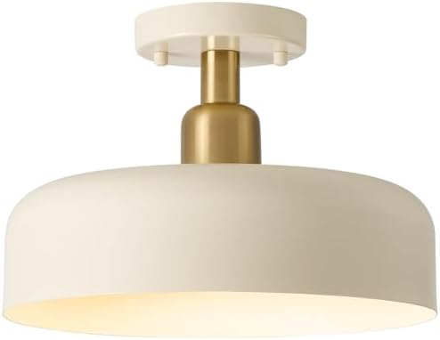 12.6 Inch Brass Accent Semi Flush Mount Ceiling Light