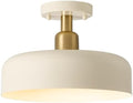 12.6 Inch Brass Accent Semi Flush Mount Ceiling Light