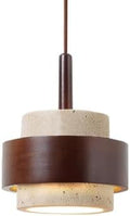 Modern Vintage Yellow Travertine Pendant Light, Adjustable Height