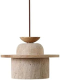 Mid-Century Yellow Travertine Pendant Light, 3000K
