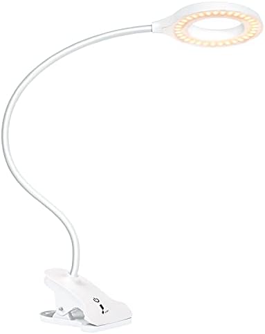 JKSWT Clip-On LED Desk Lamp, 3 Color Modes