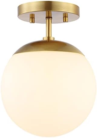 JONATHAN Y Marcel Semi Flush Mount Ceiling Light 7.75", Brass Gold