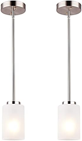 1-Light Mini Pendant Light, Opal White, 2 Pack