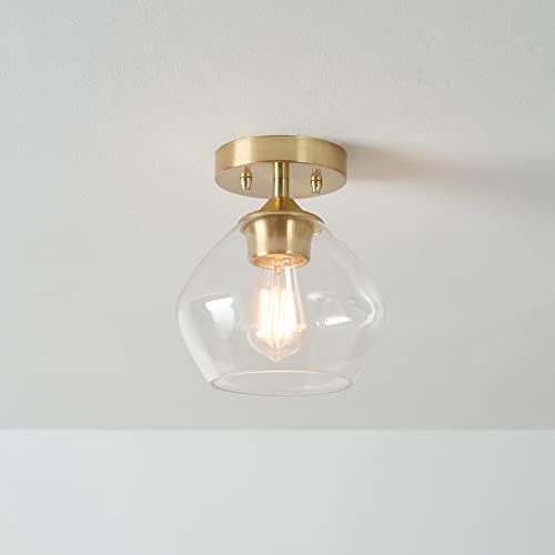 1-Light Semi-Flush Mount Ceiling Light, Clear Glass Shade