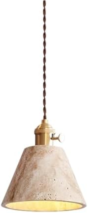 Modern Nordic Travertine Pendant Light, Brass Finish