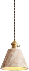 Modern Nordic Travertine Pendant Light, Brass Finish