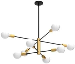 KAISITE 8-Light Black and Gold Sputnik Chandelier