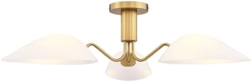 MEXO Modern Gold 3-Light Semi Flush Mount Ceiling Light