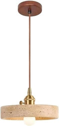 Natural Travertine Brushed Brass Pendant Light