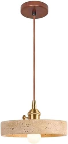 Natural Travertine Brushed Brass Pendant Light