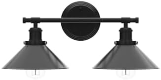 Black 2-Light Farmhouse Bathroom Vanity Light