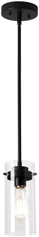 EAPUDUN Industrial Pendant Light, Clear Glass Shade, E26 Base