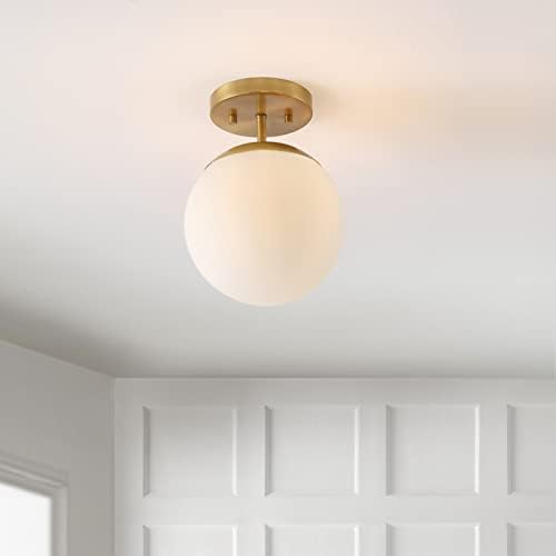 JONATHAN Y Marcel Semi Flush Mount Ceiling Light 7.75", Brass Gold