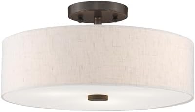 Livex Lighting 3-Light Semi Flush Ceiling Light, Bronze