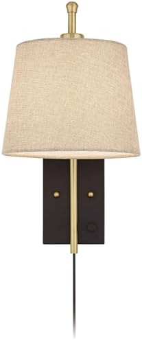 Chester Antique Brass and Black Swing Arm Wall Lamp