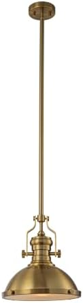 1-Light 13" Modern Industrial Warm Brass Pendant Light