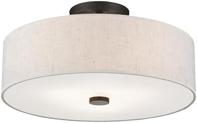 Livex Lighting 3-Light Semi Flush Ceiling Light, Bronze