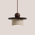 Modern Industrial Height Adjustable Pendent Light Walnut Color