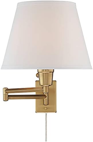 Warm Gold Plug-in Swing Arm Wall Lamps, Set of 2