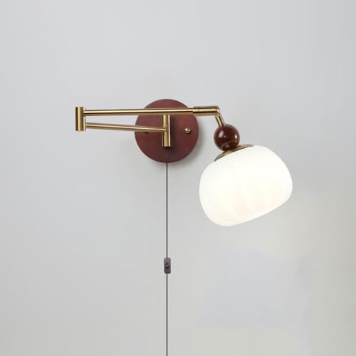 Vintage Swing Arm Plug-In Wall Sconce, Antique