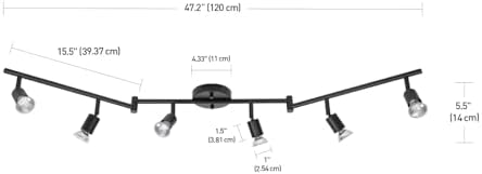 Globe Electric 6-Light Foldable Track Lighting Kit, Matte Black