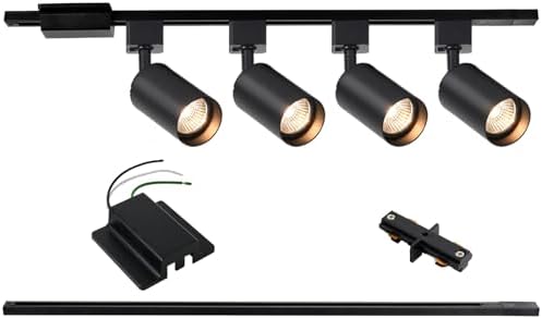 4-Light LED Track Lighting Kit, 3.3FT H Rails, Black