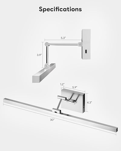 VONLUCE 30-Inch LED Bathroom Vanity Light, Brushed Chrome