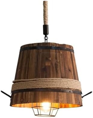 Modern Industrial Wood and Metal Pendant Light