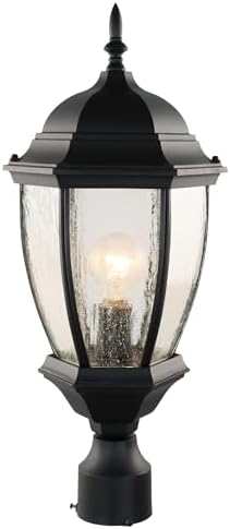 Outdoor 21" Aluminum Post Lantern, Seeded Glass