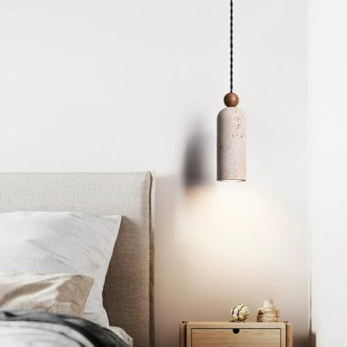Natural Travertine Spherical Pendant Lamp, E27