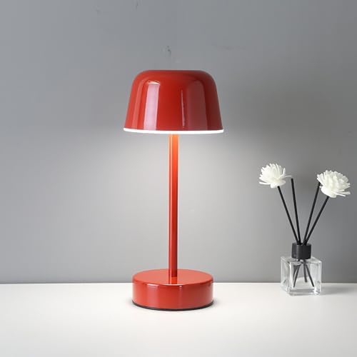 Rechargeable Cordless Mushroom Table Lamp, Red