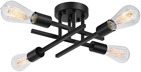 SunRider Industrial 4-Light Semi Flush Mount Ceiling Light, Matte