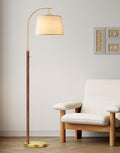 Dimmable Arc Floor Lamp, 65" Tall, Gold and Walnut Color