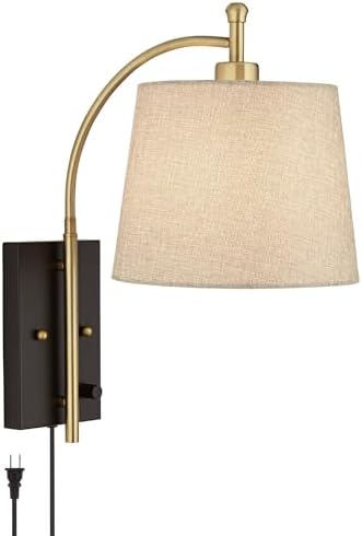 Chester Antique Brass and Black Swing Arm Wall Lamp