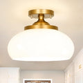 Mid-Century Gold 12 Inch 3-Light Semi Flush Mount Ceiling Light