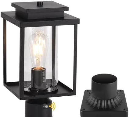 Black Hardwired Dusk to Dawn Outdoor Post Light