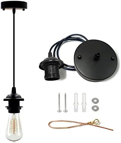 Industrial Mini Pendant Light Kit, Black E26 Socket