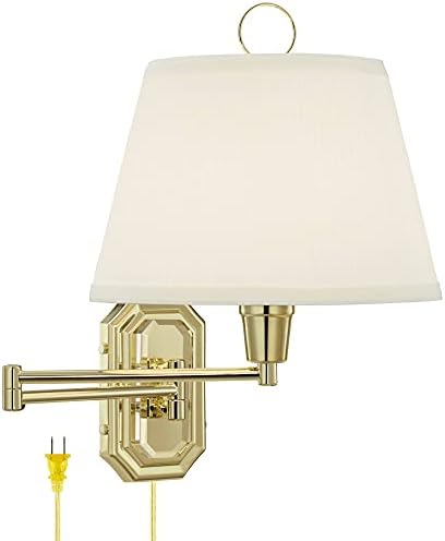 Fredericks Brass Plug-In Wall Lamp, Ivory Shade
