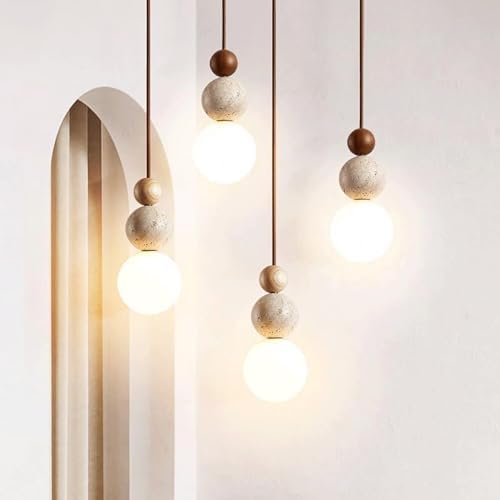 Modern Natural Stone Pendant Light, Brown