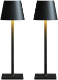 Fizrice Rechargeable Cordless Table Lamps, Black, 2 Pack