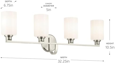 Kichler Gioe 4-Light Brushed Nickel Bathroom Vanity Light