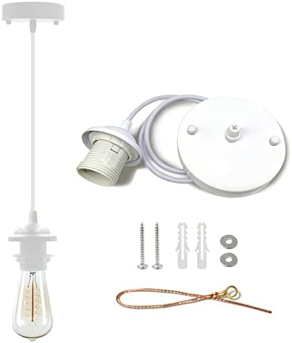 Industrial Mini Pendant Light Kit, White E26 Socket
