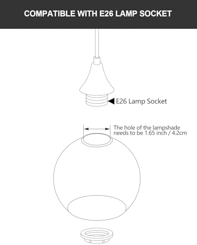 Vintage Brushed Nickel Pendant Light Kit, E26 Socket