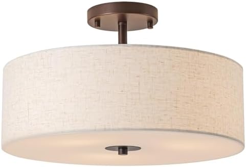 Bargeni Semi Flush Mount Ceiling Light, 16", Bronze